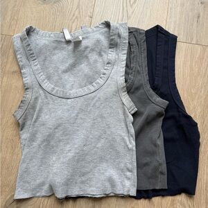 Women's Sleeveless Tank Top Set - Gray, Dark Gray, and Black